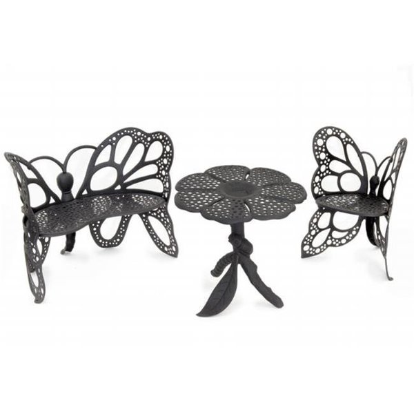 Flowerhouse FlowerHouse FHBFBSET3-B  Cast Aluminum Butterfly Garden Set - Black FHBFBSET3-B